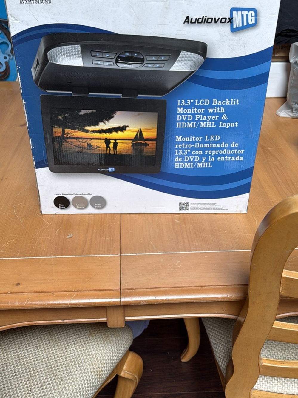 13.3" Black LCD Backlit Monitor with DVD & HDMI/MHL Input